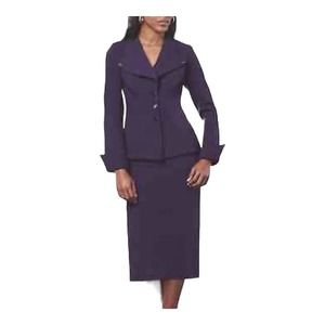Midnight Velvet Catalog Purple Stretch Skirt Set Career Office Business Suit